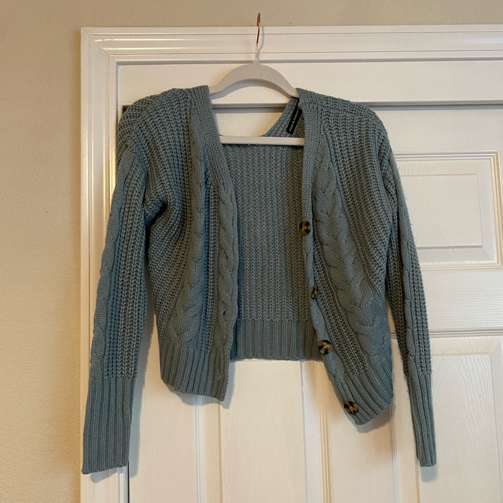 Teal cropped cardigan